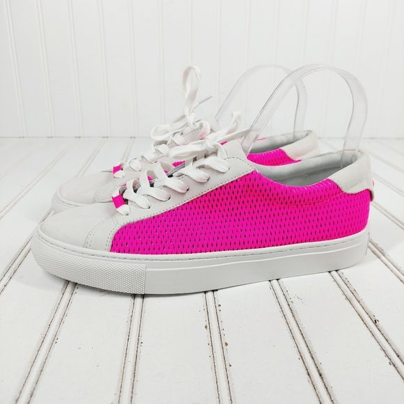 New J-Slides Neon Pink Lace Up Platform Sneakers H1036 - Picture 1 of 11